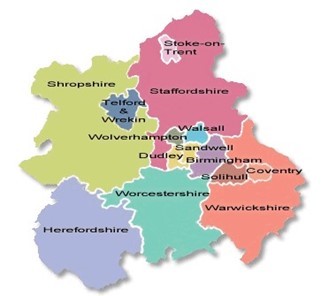 County map of the west midlands